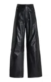 Darkpark Daisy Drawstring Wide-leg Leather Pants In Black