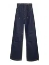 Darkpark Daisy Contrast-stitching Wide Leg Jeans In Blue