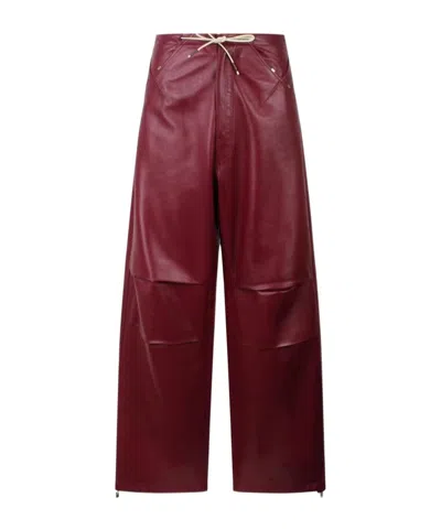 Darkpark Daisy Plonge Nappa Leather Military Trousers In Burgundy