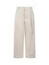 Darkpark Danielle Chain Adorned Wide Leg Trousers In White