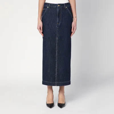 Darkpark Dark Blue Erika Denim Skirt In Animal Print