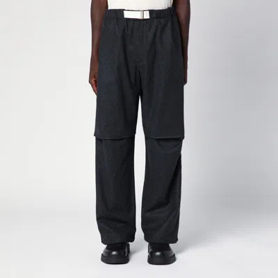 DARKPARK DARKPARK  DARK GREY TRACK PANTS IN WOOL