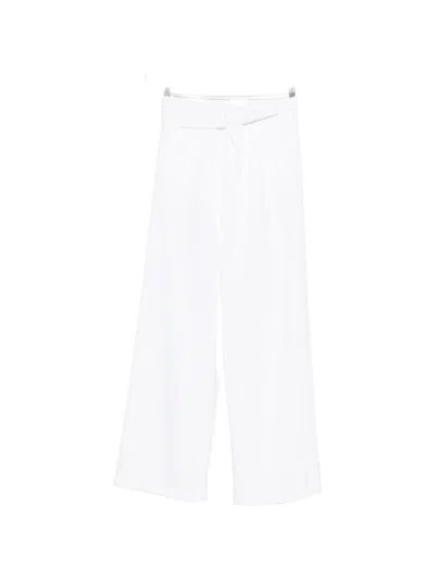 Darkpark Washed White Cotton Tencel Trousers