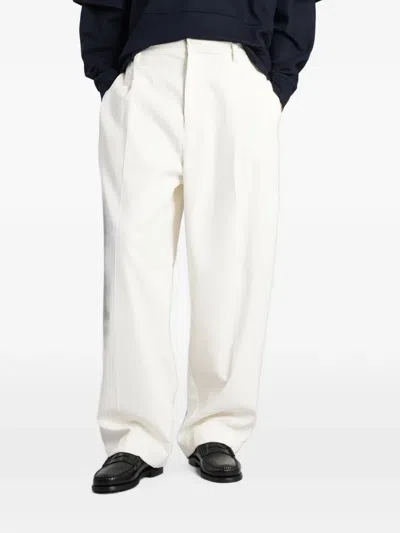 Darkpark Davide Pleated Corduroy Trousers In White