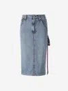 Darkpark Denim Midi Skirt In Denim Light Blue