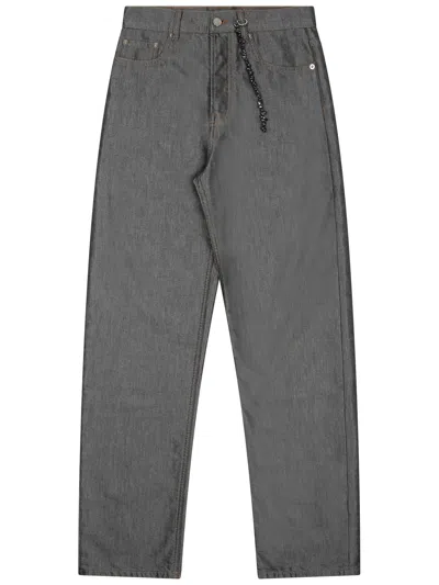Darkpark Gale Chain Adorned Relaxed Fit Lurex Denim Jeans In Gray
