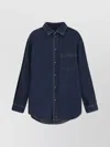 Darkpark Denim Shirt With Collared Neck And Pocket In Blue