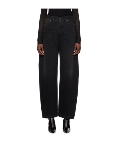 Darkpark Black Audrey Barrel Leg Jeans In Washed Black
