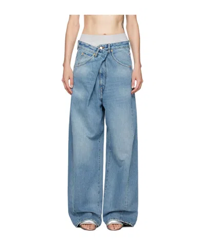 Darkpark Blue Ines Fold Over Jeans In Light Wash