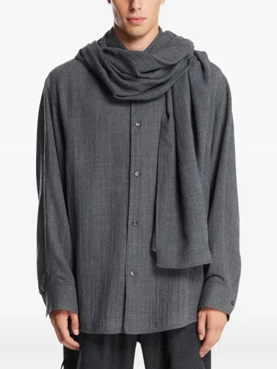 Darkpark Detachable Scarf George Shirt In Gray