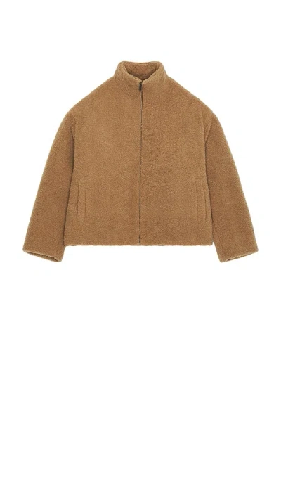 Darkpark Devin Faux Shearling Dropped Shoulder Jacket In Brown