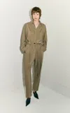 Darkpark Devon Belted Wool Drop Pants In Brown