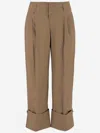 Darkpark Tailored Pleated Cuff Pant In Brown