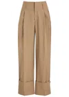 Darkpark Diana High-rise Stretch-cotton Straight-leg Pants In Camel