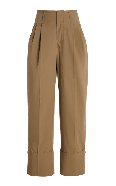Darkpark Diana High-rise Stretch-cotton Straight-leg Pants In Camel