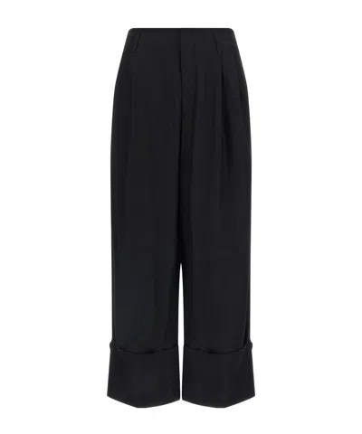 Darkpark Diana Pleated Wide-leg Pants In Black