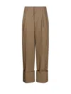 Darkpark Tailored Pleated Cuff Pant In Brown