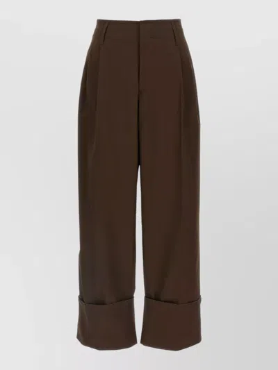 Darkpark Diana Trousers Pleated Front Belt Loops In Brown