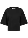 Darkpark Doyle Cropped Draped Short Sleeve Tee In Black