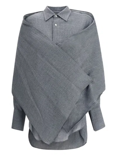 DARKPARK DRAPED WOOL SHIRT WITH TEXTURED FABRIC