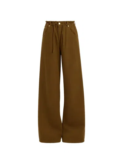 Darkpark Drawstring-waist Wide-leg Jeans In Brown