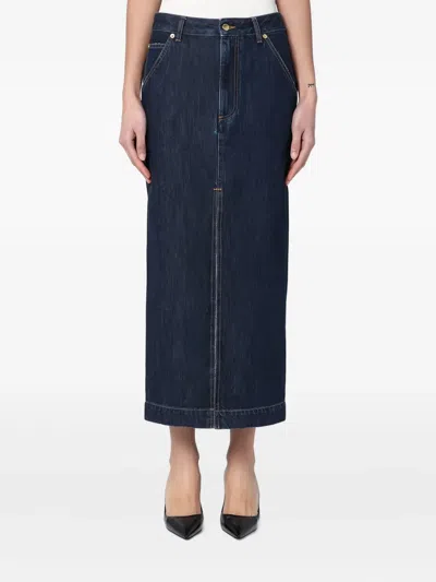 Darkpark Dark Blue Erika Denim Skirt In Animal Print