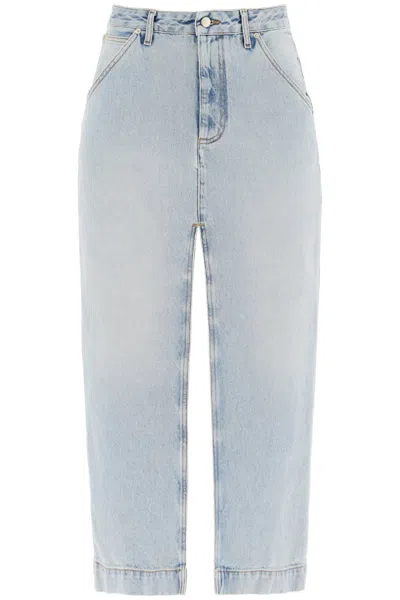 Darkpark High-waist Long Denim Skirt In Celeste