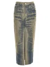 Darkpark Elasticated Denim Half-length Skirt In Blue