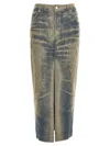Darkpark Elasticated Denim Half-length Skirt In Blue