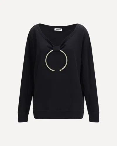 Darkpark Erin Necklace Off-shoulder Cotton Top In Black