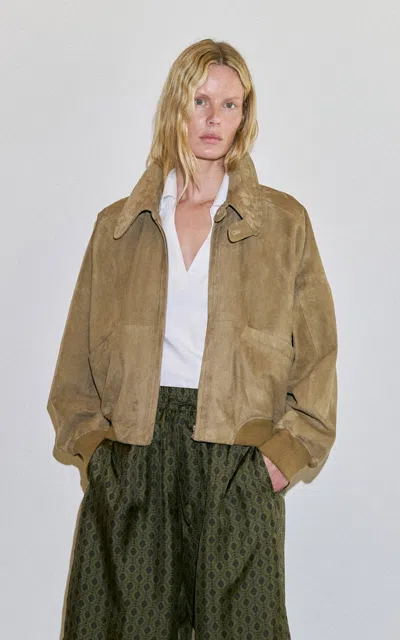 Darkpark Estelle Suede Bomber Jacket In Brown