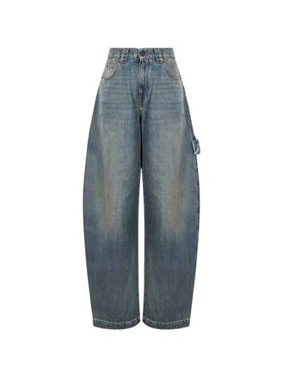 Darkpark Faded Hammer-loop Jeans In Blue