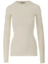 Darkpark Fitted Cotton Sweater With Crew Neck In Neutral