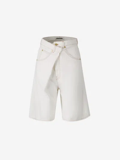Darkpark Foldable Denim Bermuda Shorts In White