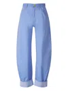 Darkpark Folded-edge Tapered Trousers In Blue