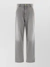 Darkpark Frayed Hem Contrast Detail Trousers In Gray