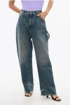 Darkpark Frayed Hem Loose Fit Carpenter Lisa Jeans 24cm In Blue