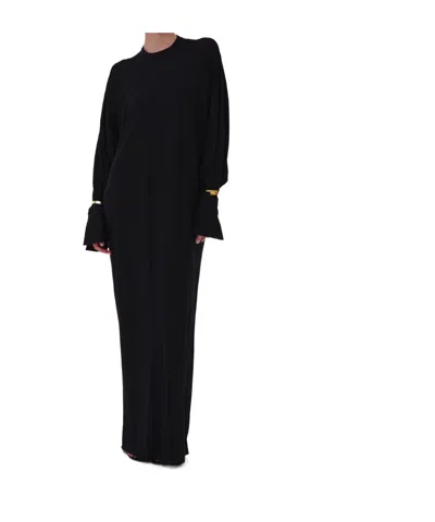 Darkpark Frida Cuff Round Neck Dress In Black