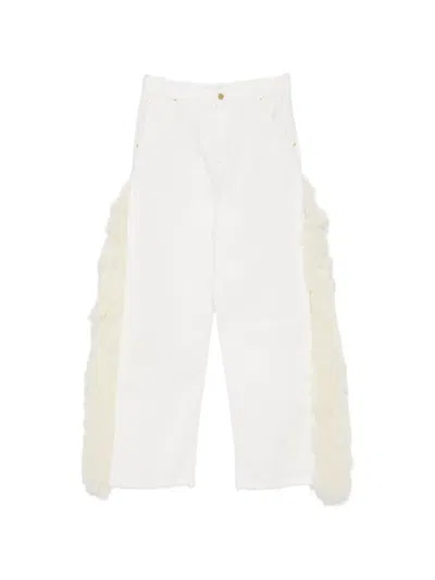 Darkpark Fringed Raw-hem Jeans In White