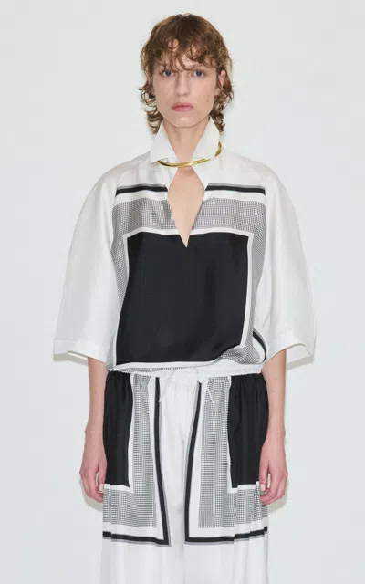 Darkpark Gal Printed Silk Polo Shirt In Multi