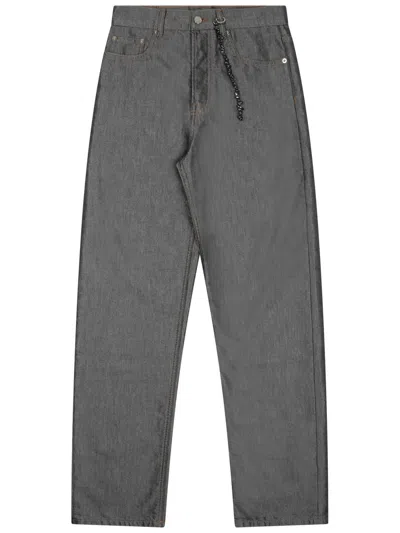 Darkpark Gale Chain Adorned Relaxed Fit Lurex Denim Jeans In Grey