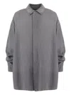 Darkpark Casual Denim Shirt Adjustable Cuffs In Gray