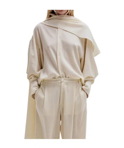 Darkpark Georgia - Cashmere Wool Detachable Scarf Shirt In Nude