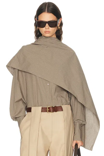 Darkpark Georgia Detachable Scarf Popeline Shirt In Neutral