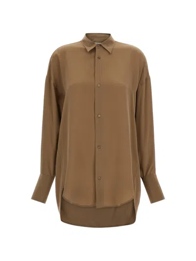 Darkpark Georgia Detachable-scarf Shirt In Brown