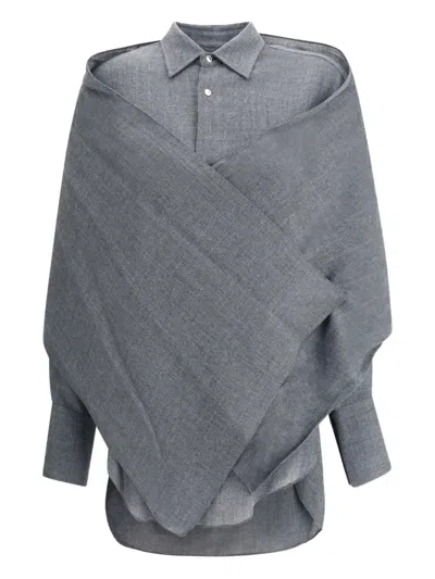Darkpark Georgia Detachable-scarf Shirt In Gray