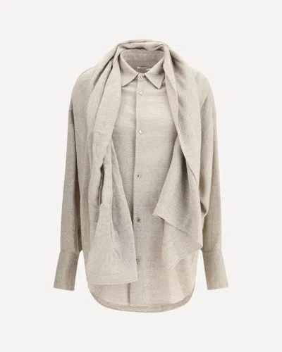 Darkpark Georgia Shirt With Detachable Matching Scarf In Neutral