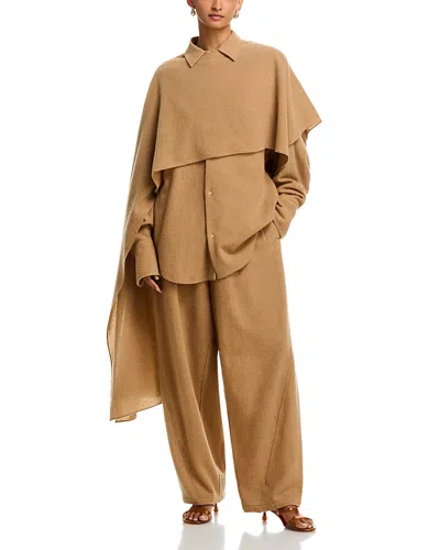Darkpark Georgia Wool Cashmere Detachable Scarf Shirt In Brown