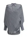 Darkpark Draped Wool Shirt With Textured Fabric In Gray