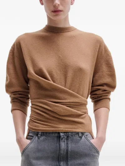 Darkpark Gia Wrap-around Sweater In Brown